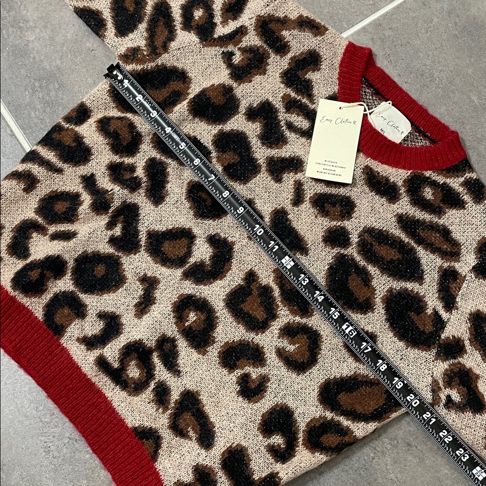 Easy Clothes Leopard And Red Riley Sweater size M/L - Picture 7 of 8